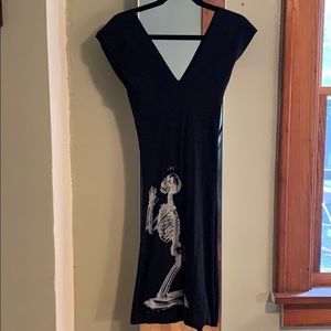 James Anthony artist Screen printed Skeleton dress